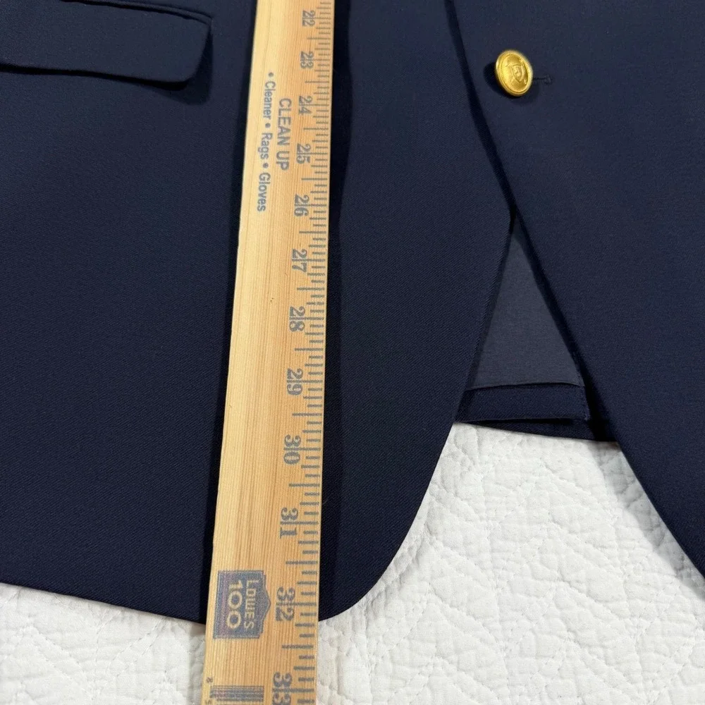 Lauren Ralph Lauren Mens Blazer 46R Wool Gold‎ Crest Button Navy Blue *READ*